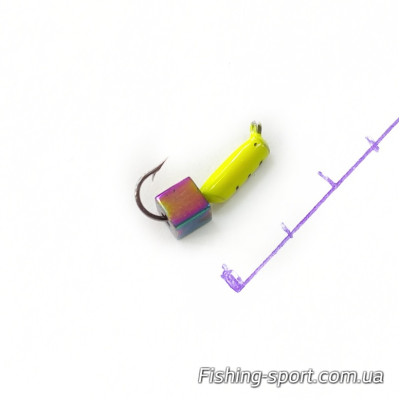 Мормышка вольфрамовая Проф Монтаж столбик с кубиком лимонный 446 0.5 гр  (323611)