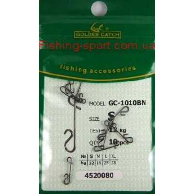 Безузловая застёжка Golden Catch 1010BN  S 12кг. 10шт. (321247)