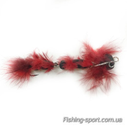 Джиг-приманка Судак-Мандула hairy красная с глазами (323714)