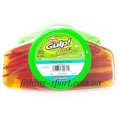 Искусственный нереис Berkley в аттрактанте GULP! ALIVE! SANDWORM BLOODY 6"/ 15CM 14 ST. (1309094)