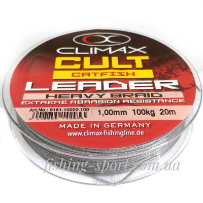 Шнур поводочный Climax Trophy Catfish leader  100кг 1мм серый 20метр(11713)
