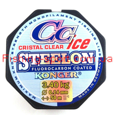 Леска Konger cristal clear ice fluorocarbon coated 0.14мм 3.4кг 50м(322322)